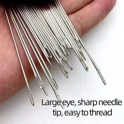 🧵34PCS Big Eye Steel Needles Set - Long & Thin Handmade Quilting & Sewing Needles Kit for DIY Sewing Projects
