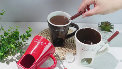 🍫 Handmade Chocolate Melting Mug – The Cozy Fondue Experience
