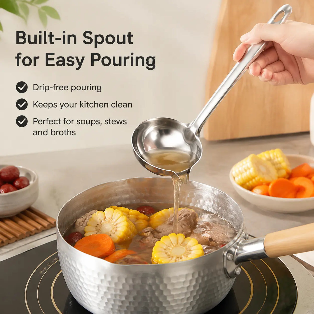Stainless Steel Oil Separator Ladle, Mirror Polished Surface 🥄