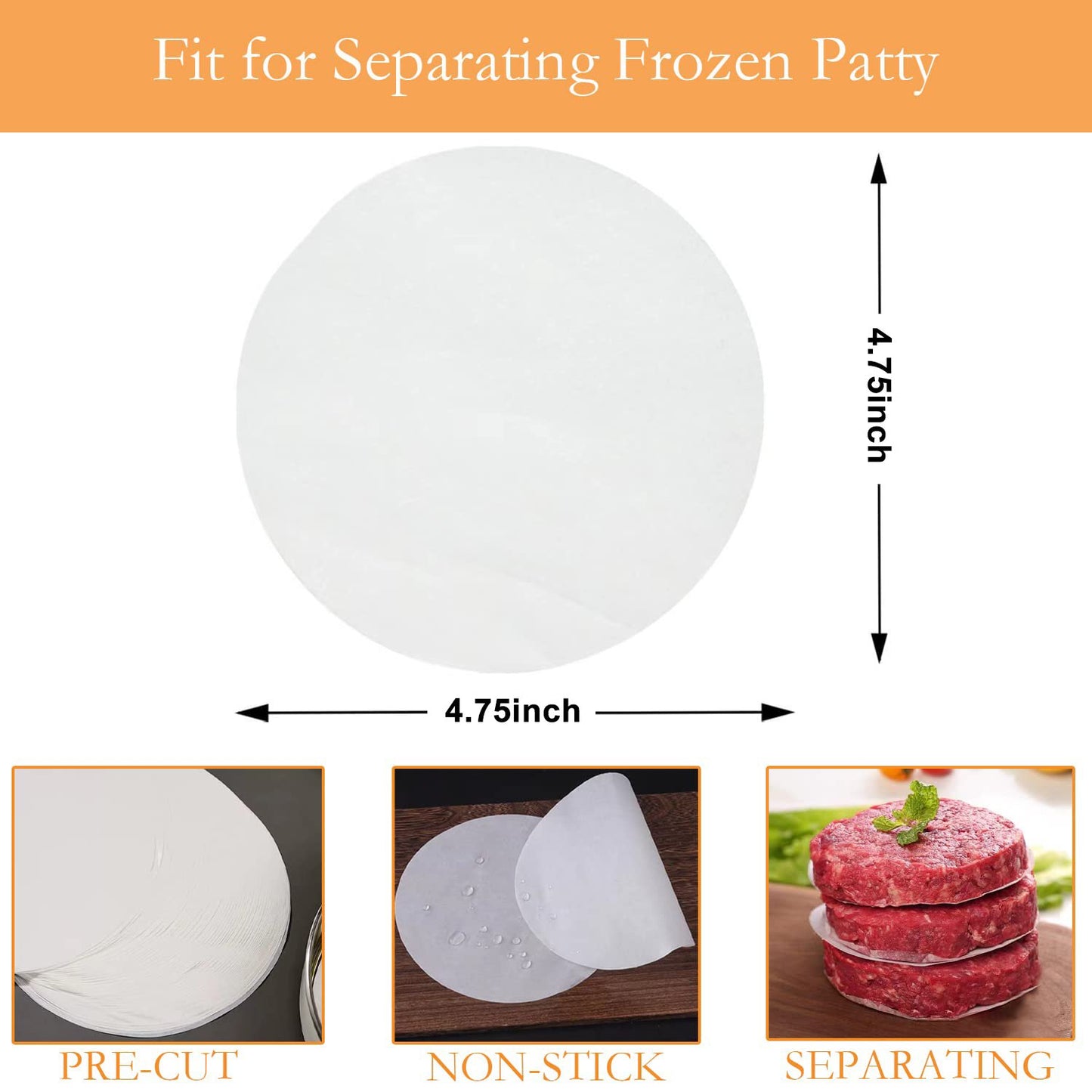 Manual meat press for hamburger patties