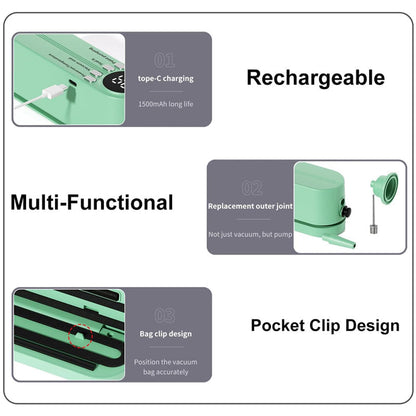 🥗 Keep Your Food Fresh ✨Mini Wireless Vacuum Sealer
