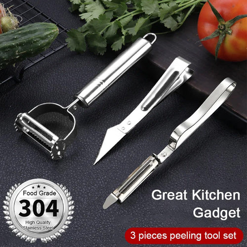 Stainless Steel 3 Pieces Peeling Tool Set