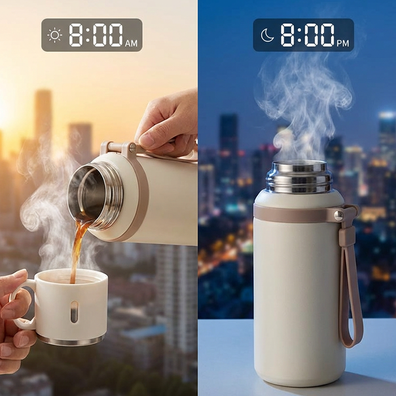 Stainless Steel Vacuum-Insulated Bottle with Lidded Cup
