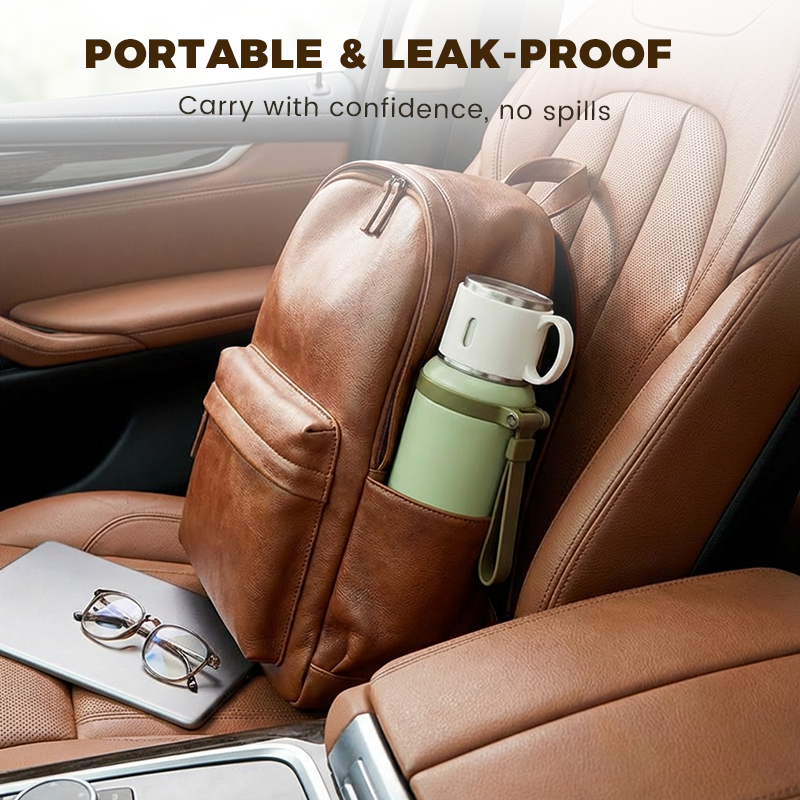 Stainless Steel Vacuum-Insulated Bottle with Lidded Cup