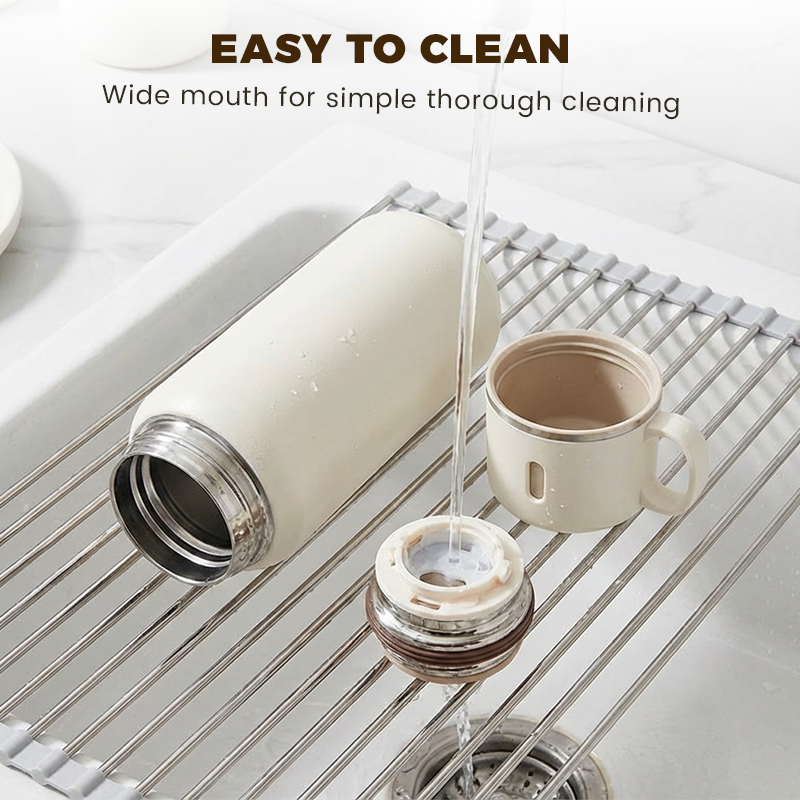 Stainless Steel Vacuum-Insulated Bottle with Lidded Cup