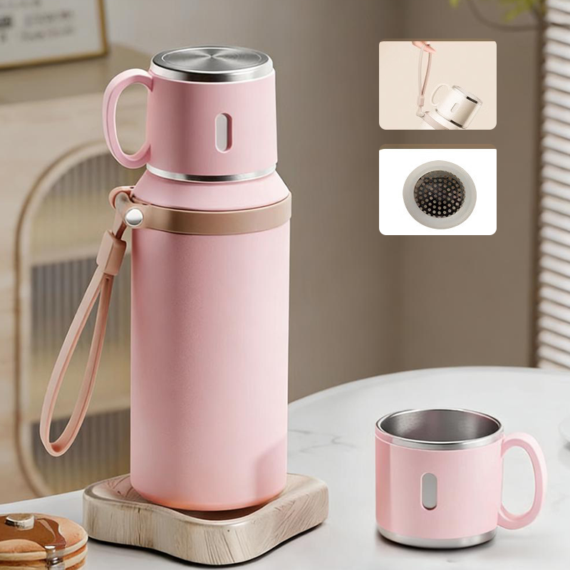 Stainless Steel Vacuum-Insulated Bottle with Lidded Cup