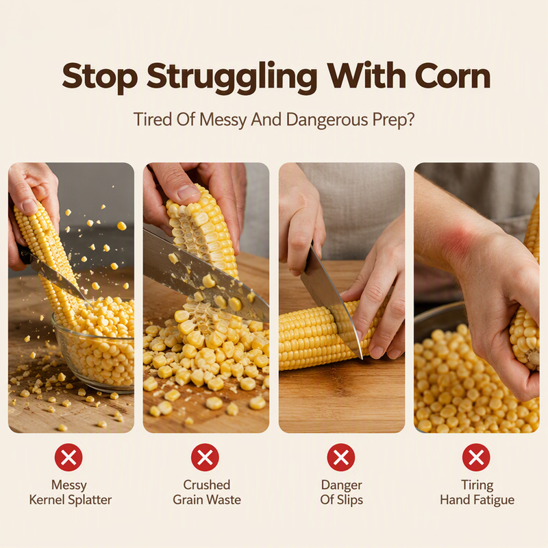 Corn Stripper – Stainless blade, non-slip grip & mess-free. Strips corn in seconds