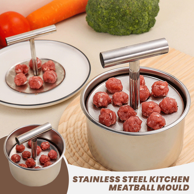 Meatball Mould  304 steel, 6/12 holes & ergonomic. Perfect balls every time – grab yours! ✅
