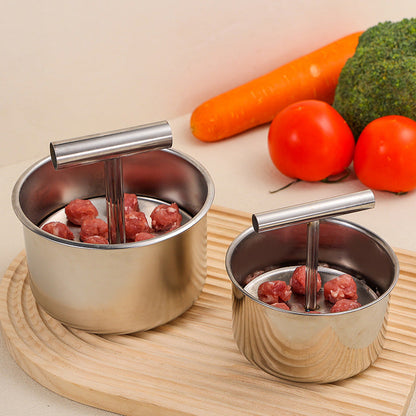Meatball Mould  304 steel, 6/12 holes & ergonomic. Perfect balls every time – grab yours! ✅