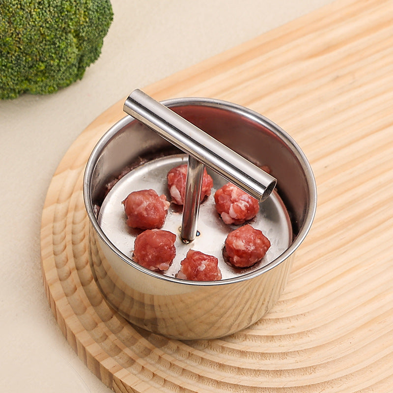 Meatball Mould  304 steel, 6/12 holes & ergonomic. Perfect balls every time – grab yours! ✅