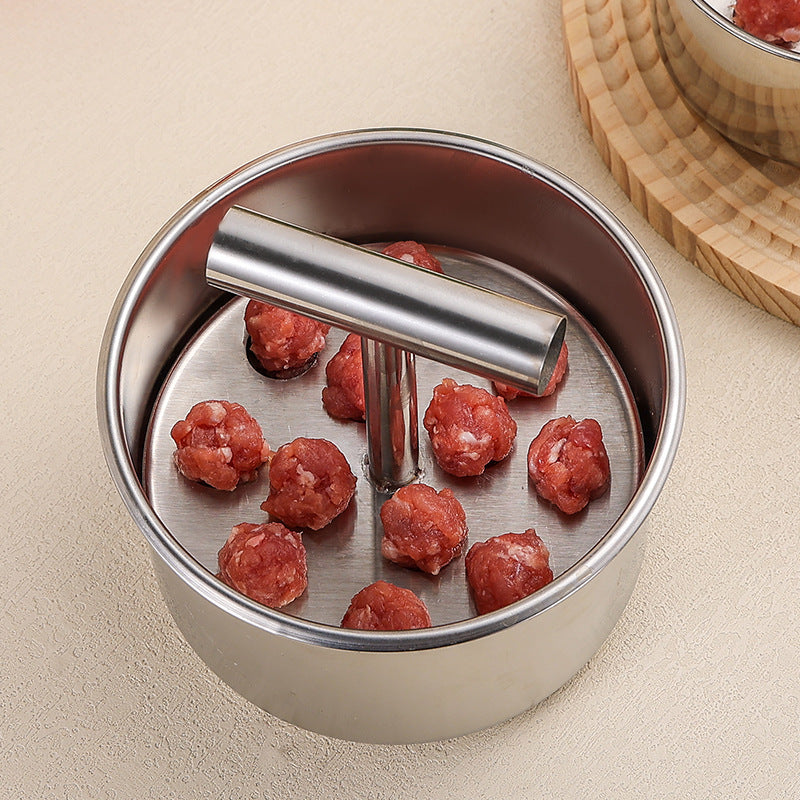 Meatball Mould  304 steel, 6/12 holes & ergonomic. Perfect balls every time – grab yours! ✅
